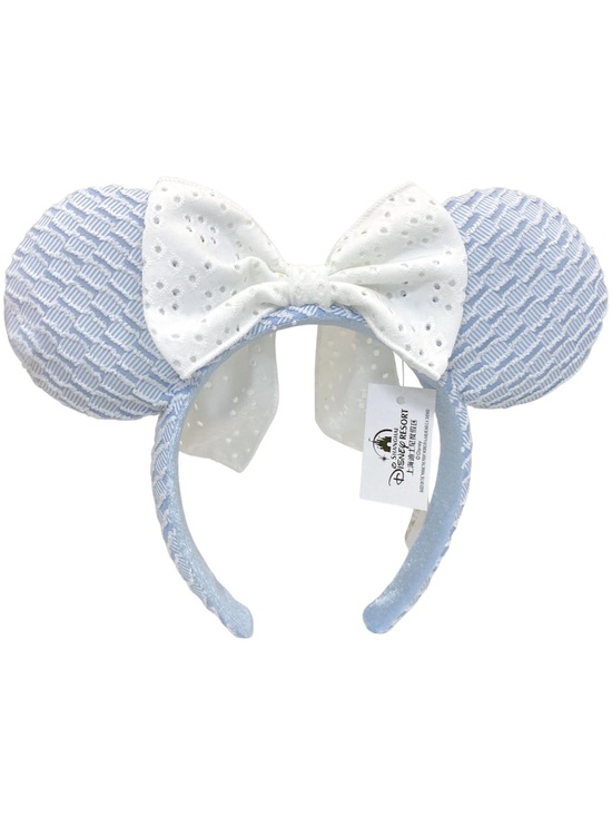 Disney Accessories - Disney Parks Blue & White Lace Bow Minnie Mickey Mouse Ears Disneyland Headband